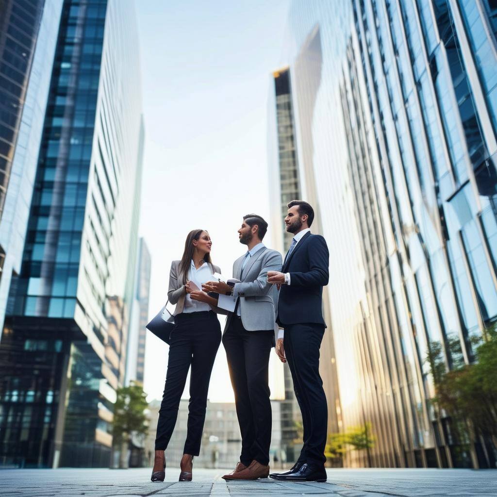 Business people in front of Office Buildings