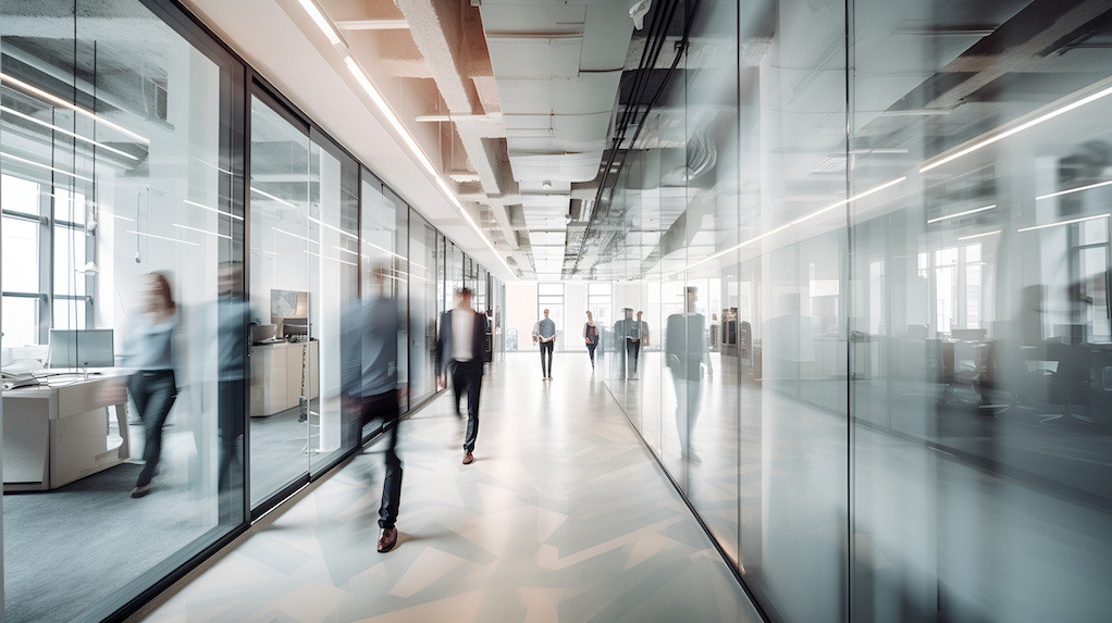 modern office hallway