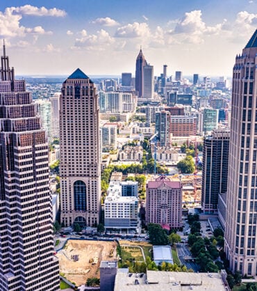 Aerial view downtown Atlanta skyline