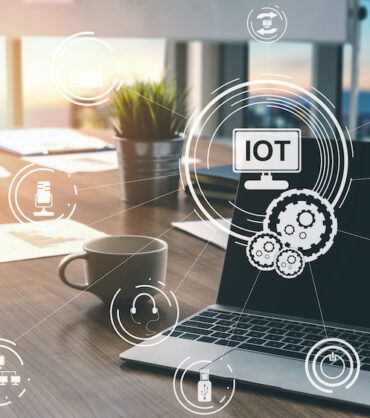 Internet of Things and Communication Technology Concept - Modern graphic interface showing smart information and digital lifestyle in application software for home and business use.