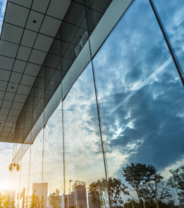 Reflection of architecture on modern office building