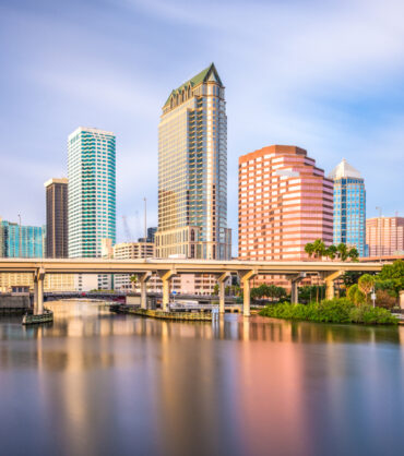 Tampa, Florida, USA downtown skyline on the Hillsborough River.