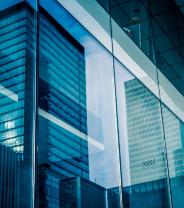 Reflection of architecture on modern office building