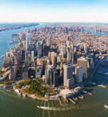 Aerial view of lower Manhattan New York City